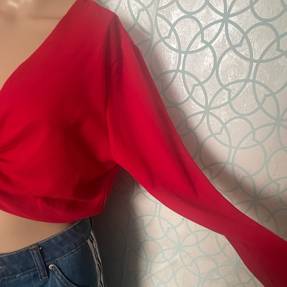Revamp Stylish Red Twist-Front Top size small - Picture 3 of 6